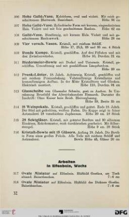 Arbeiten in Elfenbein, Wachs (Nr. 317-330)