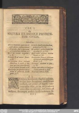 Cap. I. de Natura Et Indole Prudentiae Civilis.