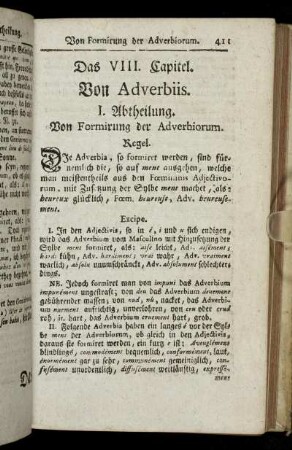 Das VIII. Capitel. Von Adverbiis.