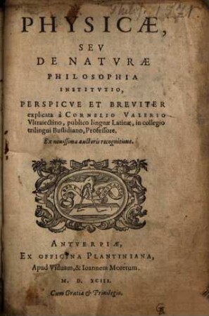 Physicae, Sev De Naturae Philosophia Institvtio
