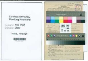Entnazifizierung Heinrich Naus , geb. 30.05.1891 (Arbeiter)