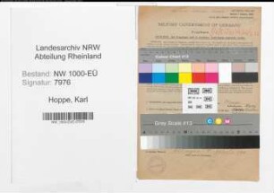 Entnazifizierung Karl Hoppe, geb. 15.11.1903 (Kontrolleur)