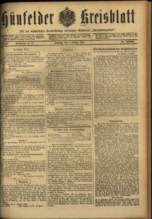 Ausgabe vom Dienstag, den 08. Oktober 1918.