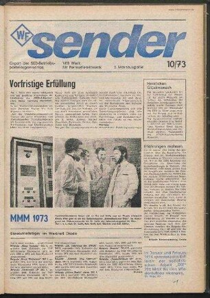 Betriebszeitung 'WF-Sender', Nr.10/1973 (2. Märzausgabe 1973)