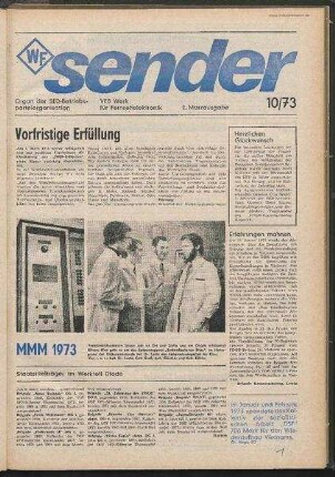 Betriebszeitung 'WF-Sender', Nr.10/1973 (2. Märzausgabe 1973)
