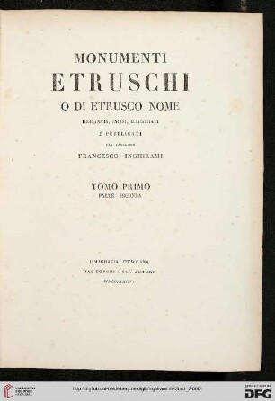 Band 1,2: Monumenti Etruschi o di Etrusco nome: Urne Etrusche