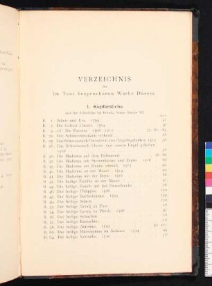Verzeichnis der im Text besprochenen Werke Dürers.