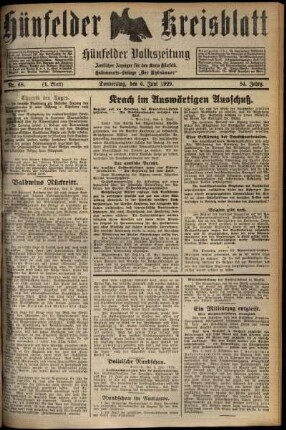 Erste Ausgabe vom Donnerstag, den 06. Juni 1929.