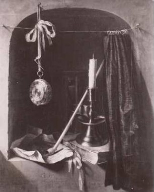 Stilleben mit Leuchter und Taschenuhr