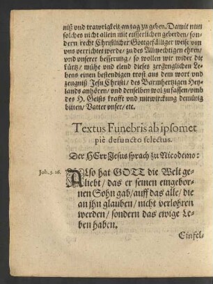 Textus. [Joh. 3. 16.]