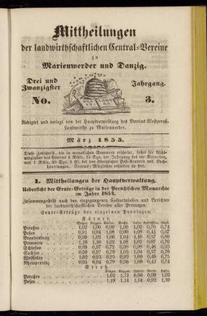 Drei und Zwanzigster Jahrgang. No. 3. März 1855.