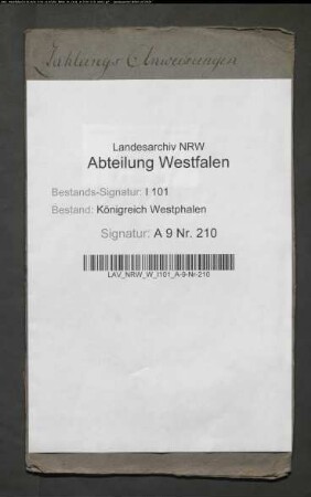 Zahlungsanweisungen auf die Administrationskasse des aufgehobenen Marienkapitels Bielefeld