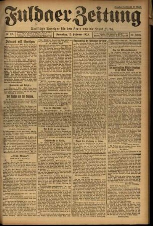 Erste Ausgabe vom Samstag, den 10. Februar 1923.