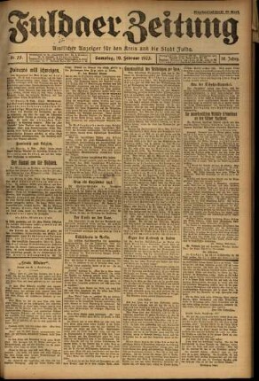 Erste Ausgabe vom Samstag, den 10. Februar 1923.