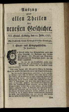 VII. Stück. Coburg, den 12. Febr. 1757.
