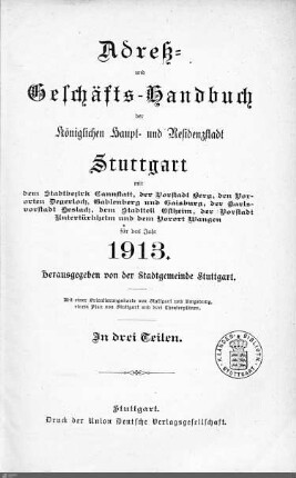 1913: Stuttgarter Adressbücher, 1913