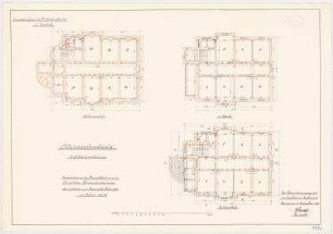 Kaserne, Landeck Erweiterung: Offizierswohnhaus: Grundriss Keller, Erdgeschoss, 1. Obergeschoss 1:100