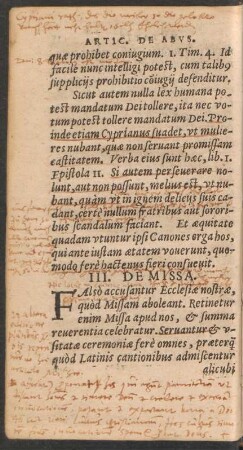 III. De Missa.
