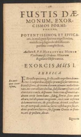 Exorcismus I. Rubrica.