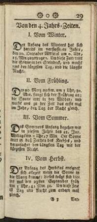 Von den 4. Jahrs-Zeiten.