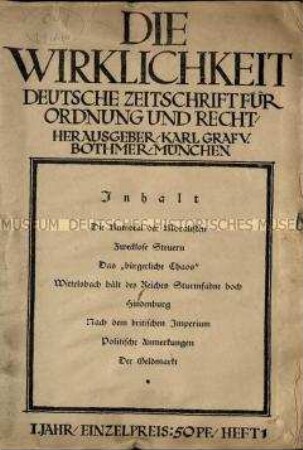 Die Wirklichkeit. Jg. 1917