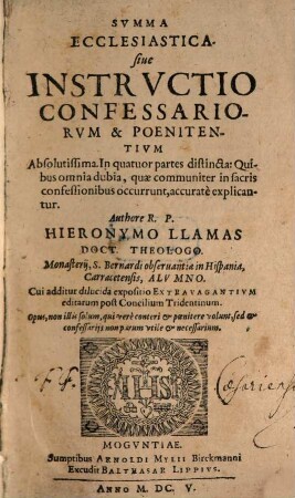 Summa ecclesiastica, sive instructio confessariorum et poenitentium