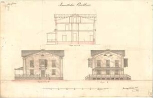 Métivier, Jean Baptiste; Starnberg bei München (Bayern); "Ländliches Privathaus" - Ansichten, Schnitt