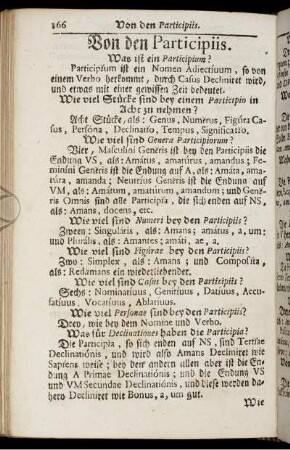 Von den Participiis. - Diese acht Theile der Rede können nun Etymologice folgender massen examiniret werden,