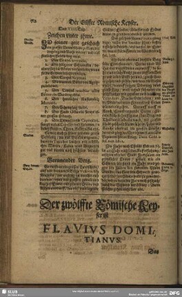 Der zwölffte Römische Keyser ist Flavius Domitianus
