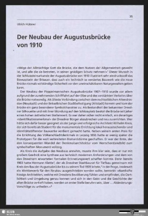 Der Neubau der Augustusbrücke von 1910