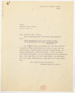 Brief an Karl Leimer : 24.11.1931