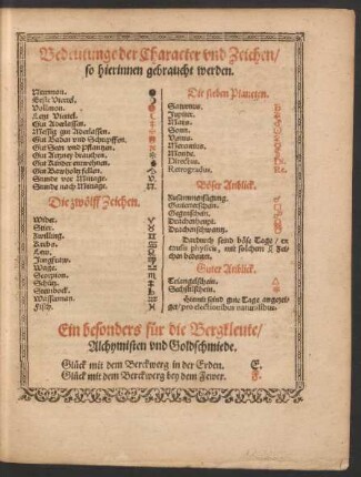 Bedeutunge der Character und Zeichen ...