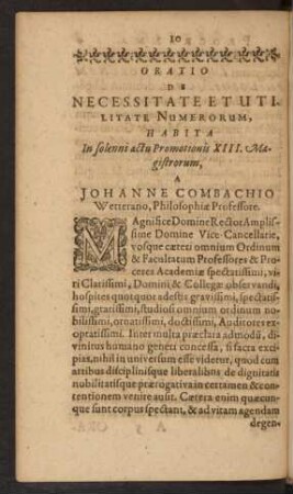 Oratio De Necessitate Et Utilitate Numerorum, Habita ...