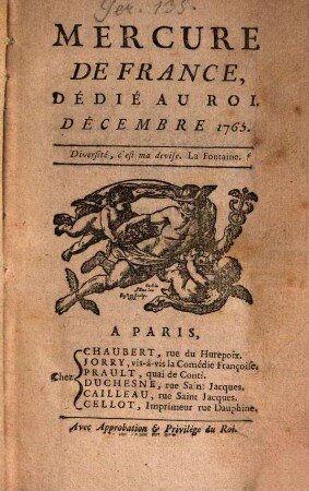 Mercure de France. 1765, 12