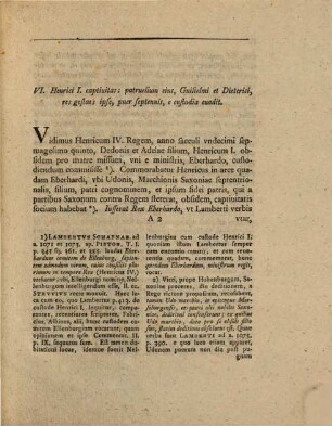 De Henrico I., Misniae et Lusatiae marchione, commentatio III.