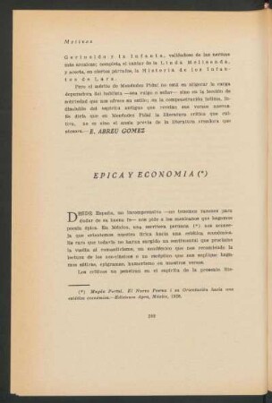 Épica y economía : [Reseña de] Magda Portal. "El nuevo poema i su orientación hacia una estética económica." - Ediciones Apra, México, 192.