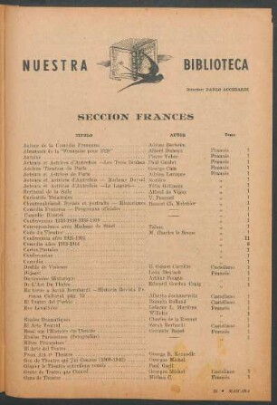 Nuestra biblioteca : Sección frances