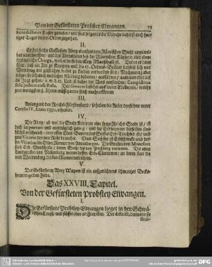 Das XXVIII. Capitel. Von der Gefürsteten Probstey Elwangen