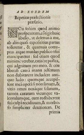 Repetitae praelectionis praefatio