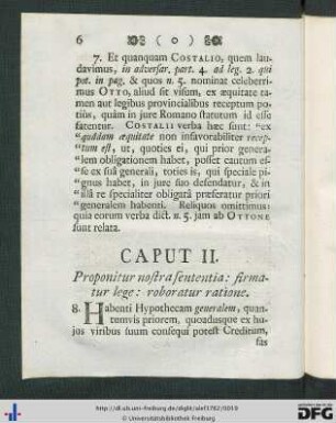 Caput II. Proponitur nostra sententia: firmatur lege: roboratur ratione.