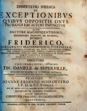 Dissertatio iuridica de exceptionibus quibus oppositis onus probandi eas actori iniungitur