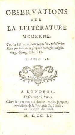 Observations sur la littérature moderne, 6