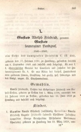 X. Gustav Adolph Friedrich, genannt Gustav souverainer Landgraf, 1846-1848