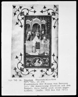Stundenbuch der Bianca von Savoyen — Bildseite mit zwei Miniaturen, Folio 26verso