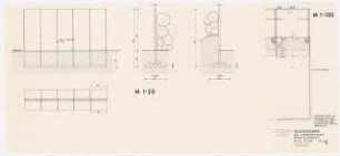 VEW-Wohnsiedlung Hamm-Uentrop Grünplanung: Sichtschutzwand aus vorgefertigten Betonelementen: Grundriss, Ansicht, Schnitt 1:100, 1:20