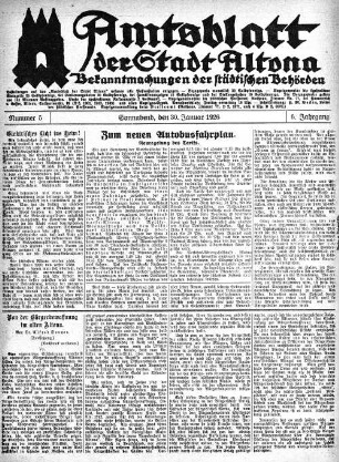 Nummer 5 : Sonnabend, den 30. Januar 1926