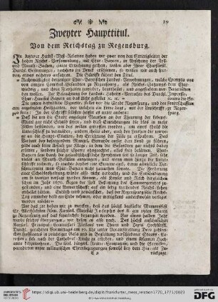 Zweyter Haupttitul. Von dem Reichstag zu Regensburg