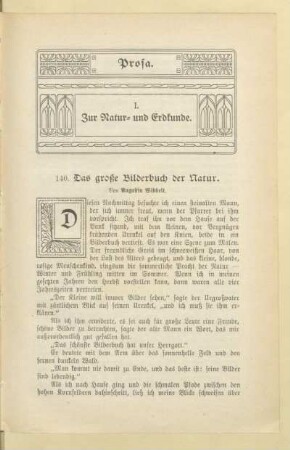 I. Zur Natur- und Erdkunde
