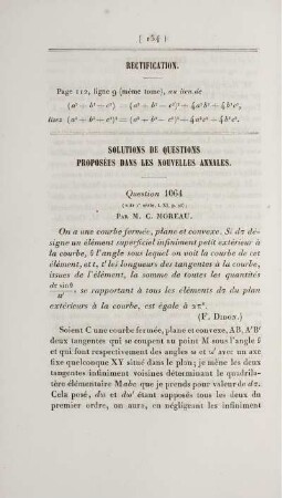 Solution de questions proposées dans les nouvelles annales.