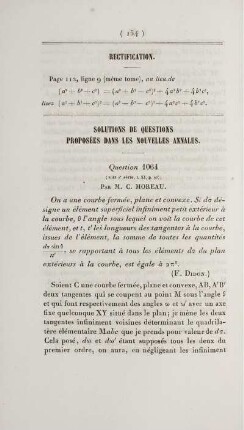 Solution de questions proposées dans les nouvelles annales.